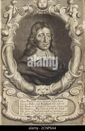 Ritratto di John Milton (1608-1674). Frontespizio da Paradise Lost, 1688. Collezione privata. Foto Stock