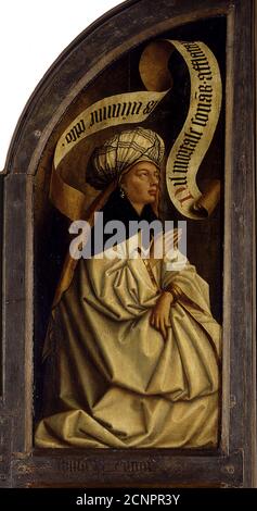 La pala d'altare di Gand. Adorazione dell'Agnello Mystic: Erythraean Sibyl, 1432. Trovato nella collezione della Cattedrale di San Bavo, Gand. Foto Stock