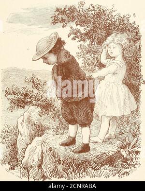 . Il viaggio di scoperta di Little Rosy intrapreso in compagnia di sua cugina Charley . UT quando avevano finito le pere, si girarono ancora una volta per guardare il sole, non c'era sole da vedere! Era andato giù! E Charley disse a lui-sé, che certamente la luce non era così luminosa asit era stato. Ha cominciato a ritenere uneasy e tthink, c che cosa farebbero se ottenesse il buio mentre erano in su là? Poi si recò al bordo della roccia, firston da un lato, e poi dall'altro, per vedere urli che potevano meglio scendere. Ma il descentsembrava peggiore della salita. Non ha visto come poteva gestirlo himsel Foto Stock