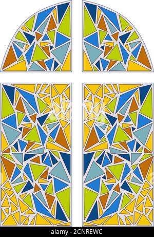 Finestra in vetro colorato. Disegno a mosaico. Illustrazione vettoriale Illustrazione Vettoriale