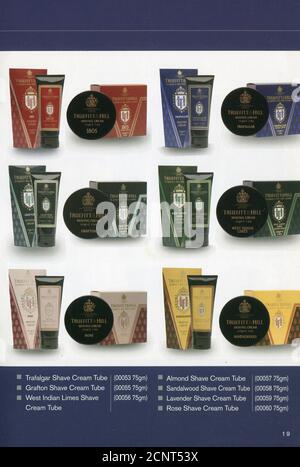 L'interno del catalogo britannico "Truefitt & Hill". Foto Stock