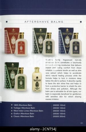 L'interno del catalogo britannico "Truefitt & Hill". Foto Stock