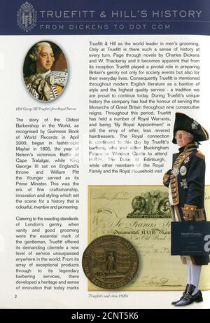 L'interno del catalogo britannico "Truefitt & Hill". Foto Stock
