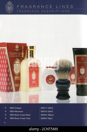 L'interno del catalogo britannico "Truefitt & Hill". Foto Stock