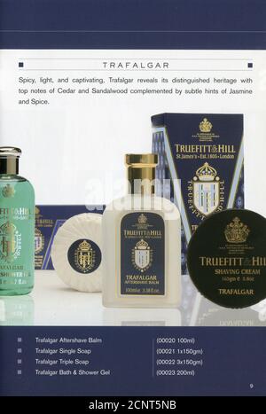 L'interno del catalogo britannico "Truefitt & Hill". Foto Stock