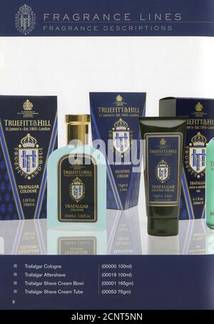 L'interno del catalogo britannico "Truefitt & Hill". Foto Stock