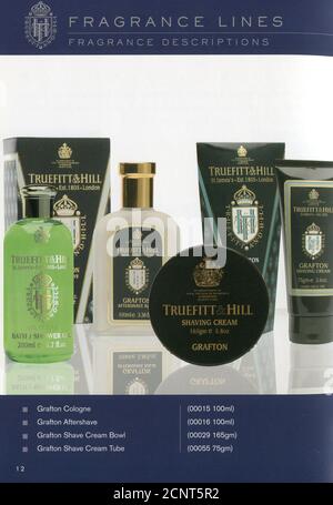 L'interno del catalogo britannico "Truefitt & Hill". Foto Stock