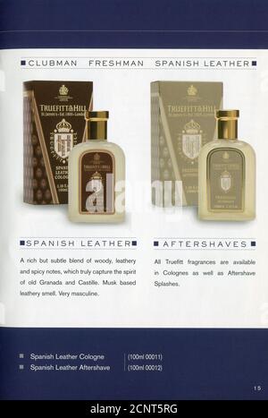 L'interno del catalogo britannico "Truefitt & Hill". Foto Stock