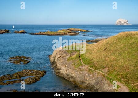 Vista della costa vicino a North Berwick Scozia. Foto Stock