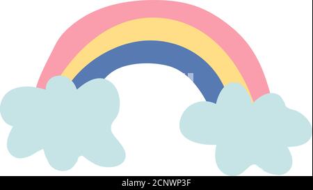 Icona carino vivaio bambini. Arcobaleno disegnato a mano. Doccia per bambini. Bell'arcobaleno cartoon per carta da parati, tessuti, involucri, abbigliamento. Illustrazione vettoriale Illustrazione Vettoriale