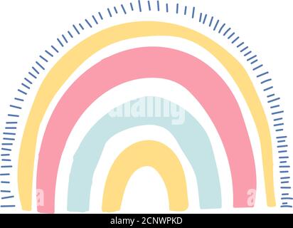 Icona carino vivaio bambini. Arcobaleno disegnato a mano. Doccia per bambini. Bell'arcobaleno cartoon per carta da parati, tessuti, involucri, abbigliamento. Illustrazione vettoriale Illustrazione Vettoriale