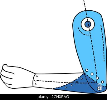 Icona della linea di colore della mano artificiale bio. Tipo di protesi. Sostituisce una mano naturale assente. Pittogramma per pagina web, app mobile, promo. PROGETTAZIONE GUI UI UX Illustrazione Vettoriale