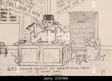 . Rivista dei dipendenti di Baltimora e Ohio . , una bottiglia d'acqua, stop espot luce e tutto. Ceneri una DODGE. Baggageman Herman Henry ha trascorso il Thurs-day alla County Experiment Farm picnic.Herman dice che non ha mai mangiato così tanto chickenin tutta la sua vita prima. Sulla via del ritorno sradicato e Herman e LIZZIEhanno avuto un duro tempo di tornare a casa. Consegna il Clerk W. G. Gardner ha ricevuto una carta da Wheeling, W. Va. l'altro da&gt; che ha letto come segue: Conto ogni ora che im via; im lool:ing forwanl a quel giorno quando felice cuore Ill essere trovato. Il mio jour-neys oer e Homeward legato. Chi ha scritto quella lettera? Iarda Foto Stock