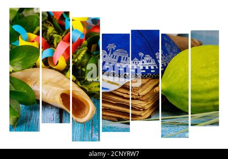 L'etrog giallastro religioso ebreo del citron è usato durante le feste di Sukkot e di tallit Foto Stock