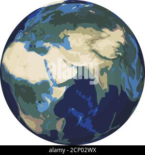 Astratto pianeta stilizzato Terra isolato su bianco, vettore Illustrazione Vettoriale