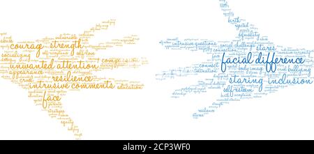 Differenza facciale nuvola di parole su sfondo bianco. Illustrazione Vettoriale