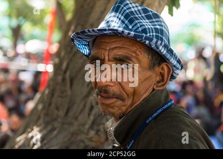 La Valle di Nubra con il villaggio di Sumur, il Dalai lama visitando il monastero di Samtanling Gompa Foto Stock