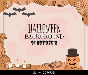 Illustrazione disegnata a mano disegno vettoriale dello sfondo di Halloween con vuoto area di testo dello spazio di copia Illustrazione Vettoriale