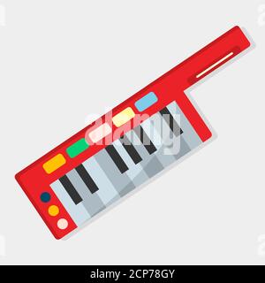 illustrazione vettoriale dello strumento musicale keytar in stile piatto Illustrazione Vettoriale