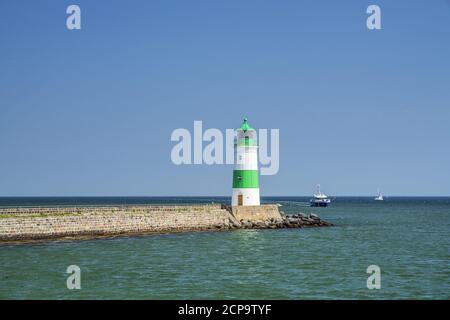 Faro di Schleimünde sull'isola pilota di Schleimünde sullo Schlei, vicino a Maasholm, Schleswig-Holstein, Germania Foto Stock