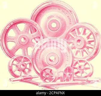 . Il giornale ferroviario di strada . Di ogni Descrizione. 1 4 * • »*1 RUOTE PER AUTO RAFFREDDATE E GOMMATE IN ACCIAIO per il servizio ferroviario ferroviario elettrico e a vapore. *^ ASSALI MARTELLATI e altre forgiature. *» 1 ;» Foto Stock
