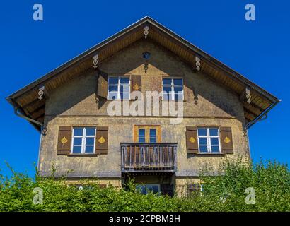 Casa con facciata in legno, Bühl, Oberallgäu, Baviera, Germania Foto Stock