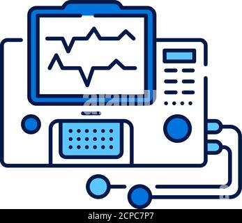 Icona a colori della linea di monitoraggio fetale elettronico. EFM fornisce informazioni grafiche e numeriche sulla frequenza cardiaca fetale Illustrazione Vettoriale