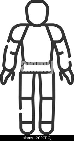 Icona della linea nera Android. Robot umanoide o organismo sintetico. Innovazione tecnologica. Firma per pagina Web, app. Elemento di progettazione GUI UI UX. Illustrazione Vettoriale