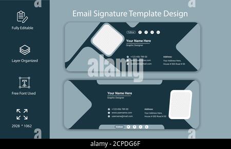 Design del modello della firma e-mail aziendale professionale Illustrazione Vettoriale