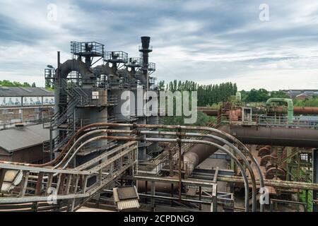 Duisburg, Landschaftspark Nord, acciaierie chiuse, impianti altoforno 1 e 2 Foto Stock