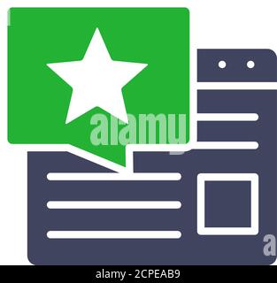 Sito Web con icona a stella. Feedback dell'utente, approvazione dell'articolo nel simbolo Internet Illustrazione Vettoriale