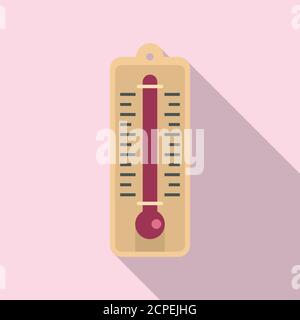Icona termometro in legno per sauna. Illustrazione piatta dell'icona vettoriale del termometro di legno di sauna per il disegno di fotoricettore Illustrazione Vettoriale