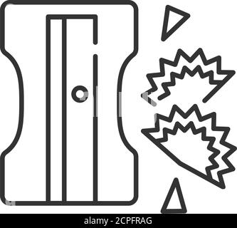 Icona linea nera affilatrice a matita. Scuola, forniture per ufficio. Iscriviti per accedere a pagina Web, app mobile, banner, social media. Tratto modificabile. Illustrazione Vettoriale