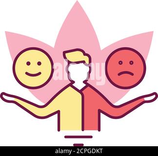 Icona della linea di colore del bilanciamento emotivo. Capacità della mente e del corpo di mantenere l'equilibrio e la flessibilità di fronte alla sfida e al cambiamento. Pittogramma Illustrazione Vettoriale