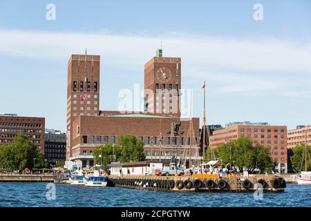 Piazza del Municipio, Municipio, rådhus, Oslo, Norvegia, Europa Foto Stock