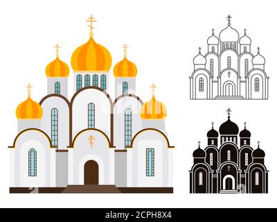Chiesa ortodossa edifici vettore isolato su sfondo bianco Illustrazione Vettoriale