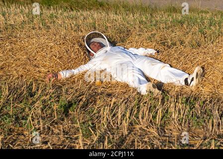 L'apicoltore giace nella paglia, pausa, immagine simbolo Foto Stock