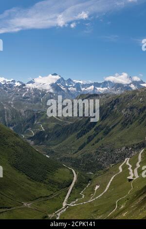 Svizzera, Canton Uri, Vallese e Berna, vista dal Furka Passhöhe a Furkapass, Grimselpass e Oberland Bernese Foto Stock