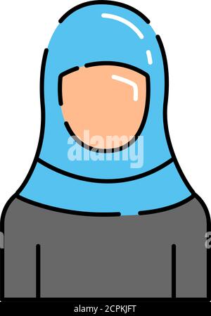 Arabo musulmana donna in tessuto tradizionale icona linea colore. Pittogramma per pagina web, app mobile, promo. Elemento di progettazione GUI UI UX. Tratto modificabile. Illustrazione Vettoriale