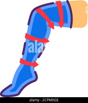 Calze a compressione icona di colore piatto. Maglieria ortopedica. Riabilitazione e trattamento dopo lesioni e nel periodo postoperatorio, venoso Illustrazione Vettoriale