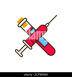 Icona della linea a colori dell'analisi generale del sangue. Concetto medico e scientifico. Diagnostica di laboratorio. Pittogramma per Web, app mobile, promo. Progettazione UI UX Illustrazione Vettoriale