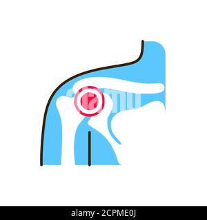 Icona del colore della linea dell'artrite della spalla. Infiammazione articolare. Accedi alla pagina Web, all'app mobile, al pulsante, al logo. Tratto modificabile. Illustrazione Vettoriale