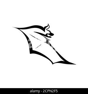 Illustrazione vettoriale del logotipo BAT. Semplice slack e simbolo di bat bianco Illustrazione Vettoriale