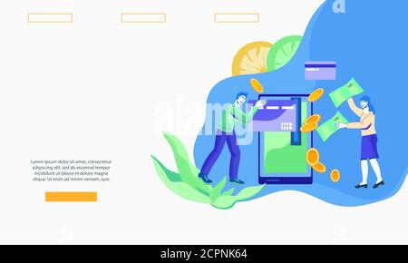 Interfaccia sito web mockup per l'illustrazione del vettore di pagamento bancario e con carta di credito. Illustrazione Vettoriale