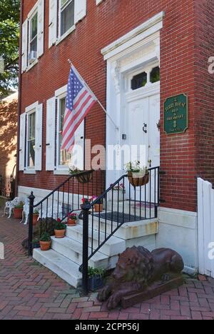 WILMINGTON, DE -13 GIU 2020- Vista di edifici storici nella zona di New Castle a Wilmington, Delaware, Stati Uniti. Foto Stock