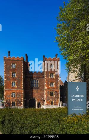 Inghilterra, Londra, Lambeth, Lambeth Palace, Londra residenza dell'arcivescovo di Canterbury Foto Stock