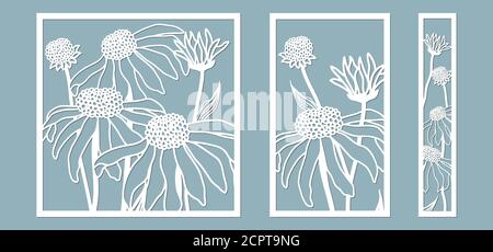 Dima per taglio laser e Plotter. Fiori, foglie, bouquet per decorazione. Illustrazione vettoriale. Plotter lily. E serigrafia. Illustrazione Vettoriale