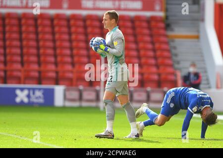 NOTTINGHAM, INGHILTERRA. 19 SETTEMBRE 2020 Alex Smithies di Cardiff City durante la partita del campionato Sky Bet tra Nottingham Forest e Cardiff City al City Ground di Nottingham. (Credit: Jon Hobley | MI News) Credit: MI News & Sport /Alamy Live News Foto Stock