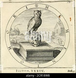 . Una collezione di emblemi, antichi e moderni : illustrazioni di metricall vvistose, sia morall che divine : e disposte in lotterie, che l'istruzione e il buon counsell possono essere ulteriormente favorite da una ricreazione onesta e piacevole . {>y thy breatktQmunue mindfuU ofth^ morte.. ILLVSTR.XXXIV. Foto Stock