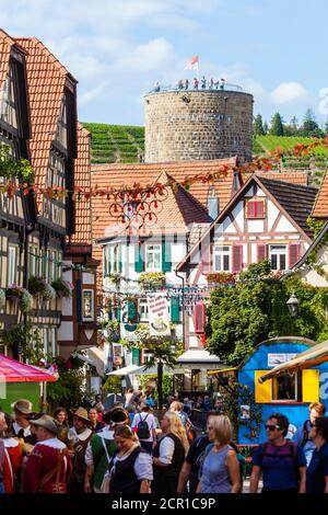 Europa, Germania, Baden-Wuerttemberg, Besigheim, centro storico, festival del vino Foto Stock